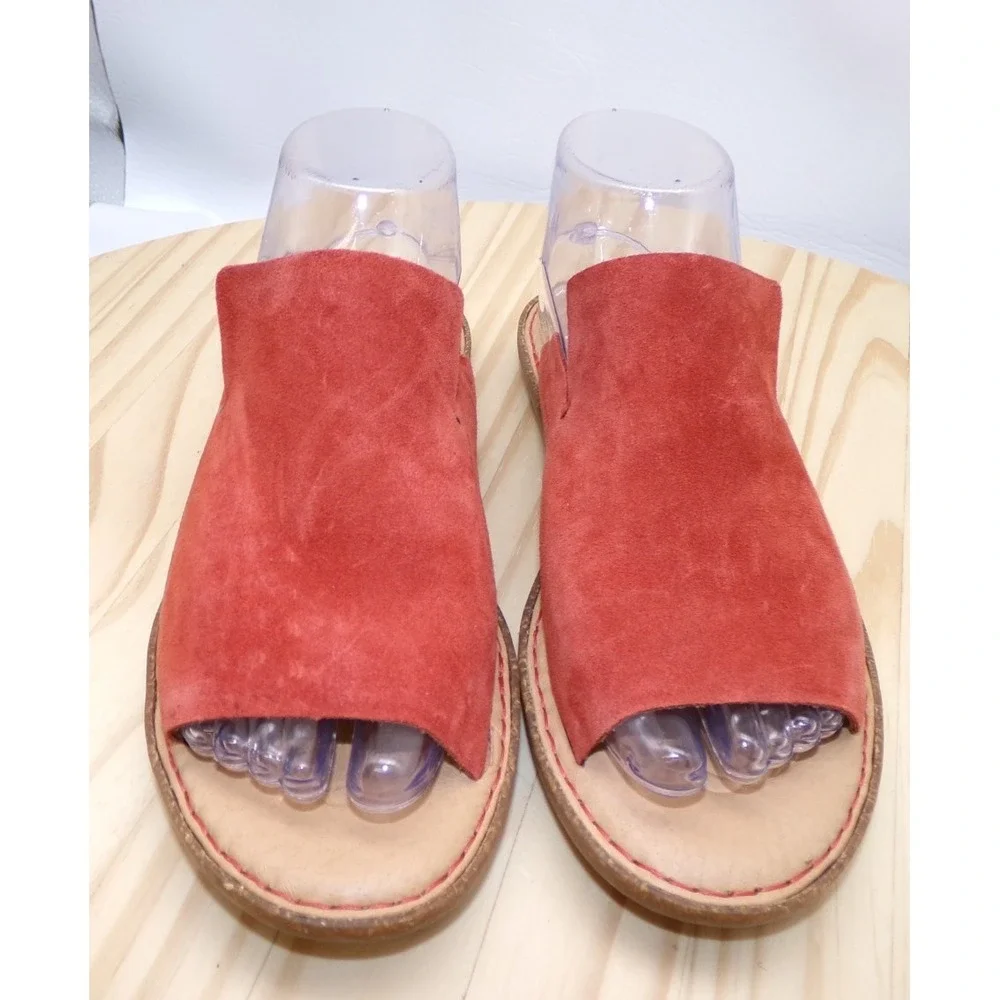 Born Mesilla Slide Sandals Womens Burnt Orange Size 8 M Slip On Leather Suede
